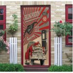 Autocollant de porte 3d effet trompe loeil autocollant de porte autocollant rouge voiture affiche murale ...