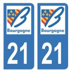 Autocollant stickers plaque immatriculation voiture auto d�partement 21 c�te - d?or logo ancienne r�gion ...