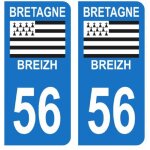 Autocollants stickers plaque immatriculation voiture auto d�partement 56 morbihan logo r�gion bretagne ...