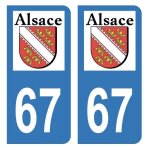 Autocollant stickers plaque immatriculation voiture auto dpartement 67 bas - rhin logo ancienne rgion ...