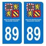 Autocollants stickers plaque immatriculation voiture auto d�partement 89 yonne logo bourgogne - franche ...