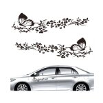 Autocollant voiture - papillons et fleurs - lot de 2 - pvc imperm�able - 30 x 11 cm
