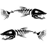 Autocollant de voiture squelette de poisson autocollant en vinyle de voiture autocollant de bateau de ...