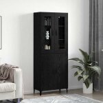 Automne / hiver armoire haut vaisselier - buffet pour salon / bureau - armoire 2 pcs ch�ne noir 695x34x180cm ...