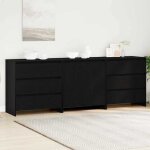 Automne / hiver armoire vaisselier - bahut de rangement pour s�jour - buffet avec tiroir 3 pcs noir 70x41x75cm ...
