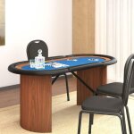 Automne / hiver bleu table de poker 10 joueurs bleu 160x80x75cm - hauteur:75cm dec3005917