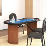 Automne / hiver bleu table de poker 8 joueurs avec plateau � jetons bleu 160x80x75cm - hauteur:75cm dec1440113 ...