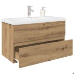 Automne / hiver brun meuble lavabo avec bassin et robinet int�gr�s ch�ne artisanal - hauteur?45cm nove3491279 ...