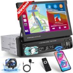 Autoradio 1 din 7 �cran r�tractable carplay / android auto sans fil bluetooth usb cam�ra micro