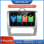 Autoradio gearelec 9 pouces android pour ford focus 2004 - 2011 avec carplay andriod auto gps bt rds ...