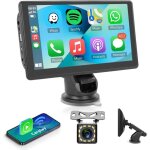 Autoradio portable 7 carplay / android auto sans fil bluetooth double fm gps cam�ra
