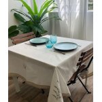 Autrefois nappe rectangulaire provencal blanc160 * 250cm avec 8 serviettes inclusnappe brod� lin m�tiss�lavand ...