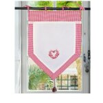 Autrefois rideau enrouleur et brise bise 45 x 120 cm rouge vichy lin brod voilage broderie style charme ...