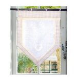 Autrefois rideau enrouleur et brise bise 60 x 120 cm beige vichy lin brod voilage broderie style charme ...