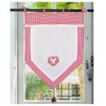 Autrefois rideau enrouleur et brise bise 60 x 120 cm rouge vichy lin brod voilage broderie style charme ...