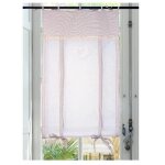 Autrefois rideau enrouleur et brise bise 60 x 160 cm beige vichy lin brod voilage broderie style charme ...