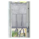 Autrefois rideau enrouleur et brise bise 80 x 160 cm gris nice lin brod� voilage broderie style charme ...