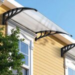 Auvent de porte - 120x80 cm - polycarbonate transparent - supports noirs - r�sistant uv et intemp�ries ...