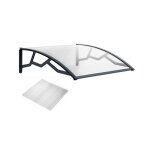 Auvent de porte dentr�e 100 x 120 cm transparente - polycarbonate alv�ol� marquise ext�rieure bras polypropyl� ...