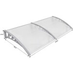 Auvent de porte entre marquise de terrasse - blanc - 100 x 200 cm - aluminium - polycarbonate