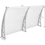 Auvent de porte marquise daccueil en aluminium - blanc - 80x240cm - polycarbonate
