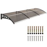 Auvent de porte outsunny toit marquise polycarbonate auvent de porte dentr�e bord en aluminium r�sistante ...