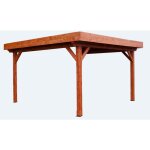 Auvent toit plat couverture bac acier 1253m� 4 poteaux - bois - marron - 200 cm - tuile