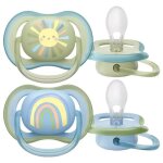 Sucettes - avent ultra air 0 - 6 mois 2 sucettes (modèle : soleil et arc - en - ciel bleu) Sucettes - avent ultra air 0 - 6 mois 2 sucettes (modèle : soleil et arc - en - ciel bleu)