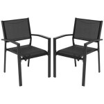 Avestar chaises de jardin empilables 2 pi�ces en textil�ne avec cadre en fer laqu� noir