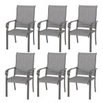Avestar lot de chaises de patio 6 pi�ces pour lext�rieur tissu textil�ne cadre en fer pulv�ris�