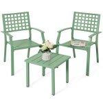 Avestar ensemble bistro 3 pi�ces 2 chaises m�tal empilables avec table d?appoint carr�e pour jardin terrasse ...