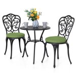 Avestar ensemble de bistrot de jardin 3 pi�ces comprenant 1 table et 2 chaises avec coussin vert cadre ...