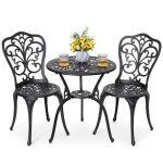 Avestar ensemble salon de jardin 3 pi�ces en aluminium coul� - table bistro avec trou pour parasol (� ...