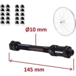 Axe de roue arriere velo diametre 10mm x longueur 145mm creux + 20x billes acier diametre 635mm velo ...
