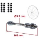 Axe de roue arriere velo diametre 95mm x longueur 165mm plein + 20x billes acier diametre 635mm velo ...