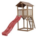 Axi beach tower aire de jeux avec toboggan en rouge & bac � sable grande maison enfant ext�rieur en marron ...