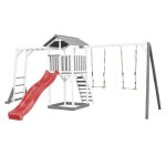 Axi beach tower aire de jeux avec toboggan en rouge cadre descalade 2 balan�oires & bac � sable grande ...