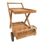 Axi bodhi chariot de service en bois de teck avec 2 tablettes et porte - bouteilles desserte de cuisine ...
