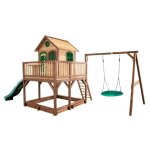 Axi liam maison enfant avec bac � sable balan�oire nid d?oiseau vert & toboggan vert aire de jeux pour ...