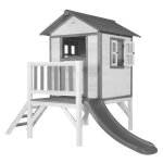 Axi maison enfant beach lodge xl en blanc avec toboggan en gris maison de jeux en bois ffc pour les enfants ...