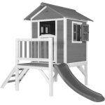 Axi maison enfant beach lodge xl en gris avec toboggan en gris maison de jeux en bois ffc pour les enfants ...