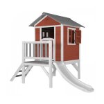 Axi maison enfant beach lodge xl en rouge avec toboggan en blanc maison de jeux en bois ffc pour les ...