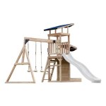 Aire de jeux en bois - axi - malik - 2 balan�oires - toboggan 220 cm - bac � sable inclus