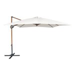 Axi mira parasol d�port� carr� 300 x 300 cm aspect bois / beige pour le jardin / terrasse toile anti ...