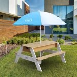 Axi - table de pique - nique � sable et eau et parasol marron et blanc