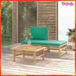 Ayhao salon de jardin 3 pcs avec coussins vert bambou a362290 123456