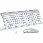 Azerty ensemble clavier et souris sans fil ultra - mince2. 4g silent compact 2400dpi pleine taille pour ...