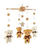 Babe mobile bois mobile boules de feutre pendentif ours en peluche b�b� en bois cloches de lit b�b� mobile ...