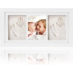 Baby handprint et empreinte kit - cadre photo en bois - deux empreintes et une photo cadres - blanc