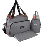 Baby on board - sac  langer - sac titou gris chin - 2 compattiments 8 poches - sac repas - tapis  ...